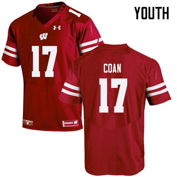 Youth #17 Jack Coan Wisconsin Badgers College Football Jerseys Sale-Red